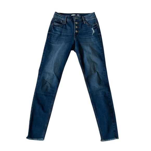NEW Old Navy Rockstar Raw Hem Blue Skinny Jeans - Picture 1 of 5